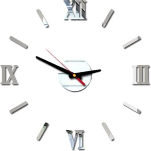 DIY Wall Clock 3D Frameless Clocks Watch 16in Silent Non Ticking Mirror Sticker Decoration Kit for Bedroom Office