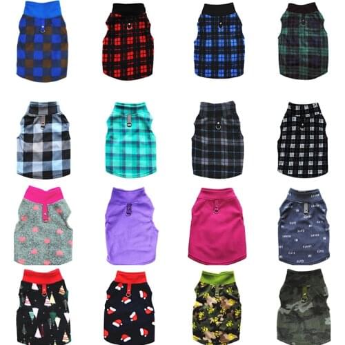 Dog Clothes Warm Fleece Vest Winter Autumn Pet Clothes For Small Dog T-shirt Soft Thicken Lightweight Sweater With Traction Ring