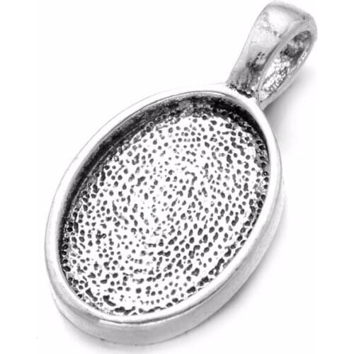 20pcs Oval Pendant Settings Cabochon 10x14mm Bases Cameo Bezel Trays DIY Cabochons Jewelry Making Blank Pendant Findings B