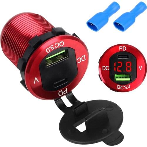 PD Type-C QC3.0 USB Quick Charge 12-24V Power Outlet Adapter 40W Charger Socket For Car RV Truck Motorcycle Yacht