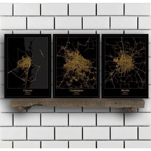 Cancun Guadalajara Merida Mexico City Monterrey Mexico Map Poster