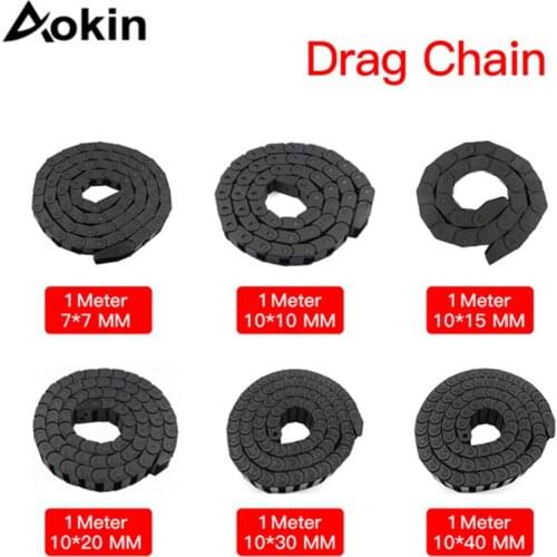 1Meter Plastic Transmission Drag Chain for Machine Cable Drag Chain Wire Carrier with end connectors for CNC Router Machine Tool
