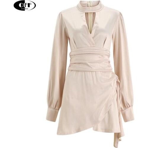 Autumn Party Night Club Midi Dress Long Sleeve Sexy Turtleneck High Waist Ladies Elegant Satin Woman Dresses Vestidos Female ZA