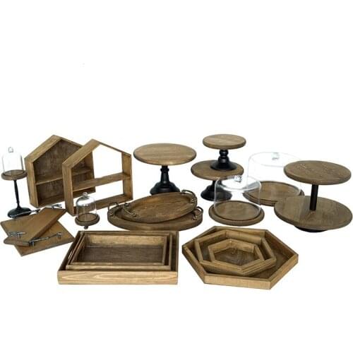 Light coffee color collection forest series cake rack wedding dessert table cake tray wooden tray