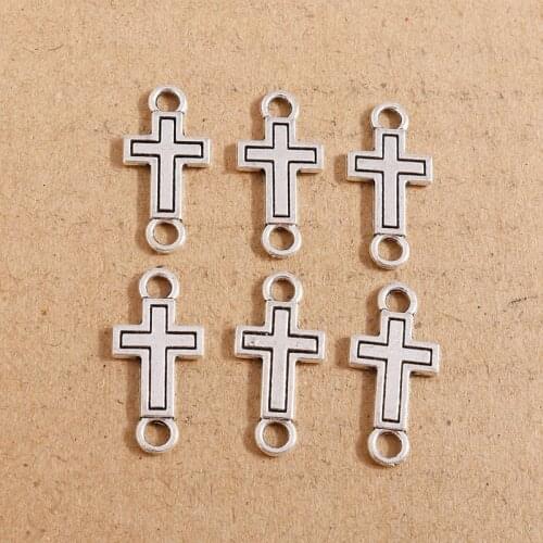 20pcs 11*23mm Cross Charms Bulk for Jewelry Making Antique Silver Color Charms for Necklaces Bracelets Connector Findings
