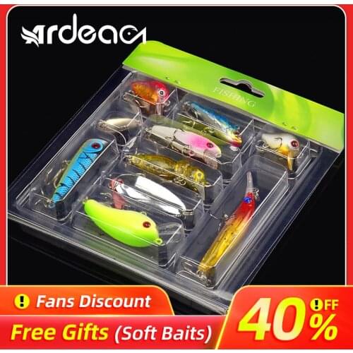 Ardea 10pcs Full Kit Fishing Lures Minnow VIB Crankbait Metal Jig Popper Pencil Wobbler Hard Plastic Bait Novice Kit