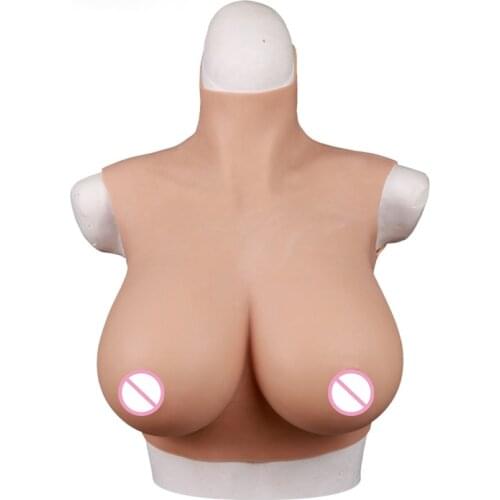 Realistic Silicone Fake Breast Plate Form Transvestite Queen Armor Lying on Breasts of Shemale Breasts Male To Female Breasts