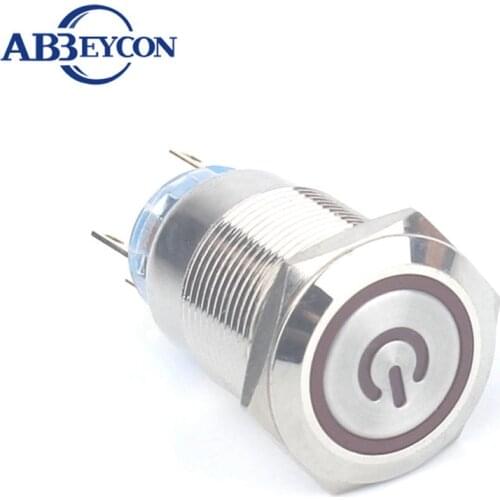 20pcs 19mm Self-Locking Metal Push Button Switch Momentary Ring Power Illuminated Led Switch Light 5Pin 12V Led 1NO1NC