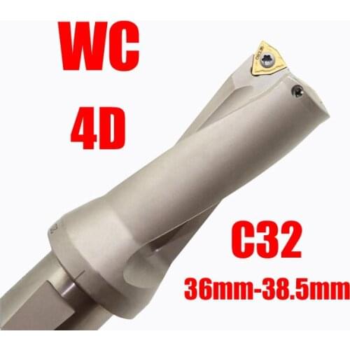 U Drill Bit 4D WC C32 35.5mm 36mm 39 39.5 40mm Drilling Fast Water Shallow Hole indexable insert drills for Metal
