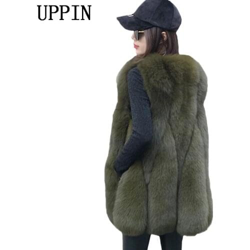 UPPIN New Arrival 2019 Winter Warm Fashion Women Faux Fur Vest Outerwear Womens Faux Fox Fur Coat Female Plus size S-3XL