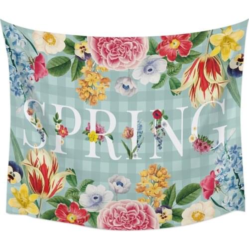 Spring Flower Plaid Background Wall Tapestry Home Wall Decor Bedroom Tapestry Wall Hanging Yoga Mat Picnic Mat
