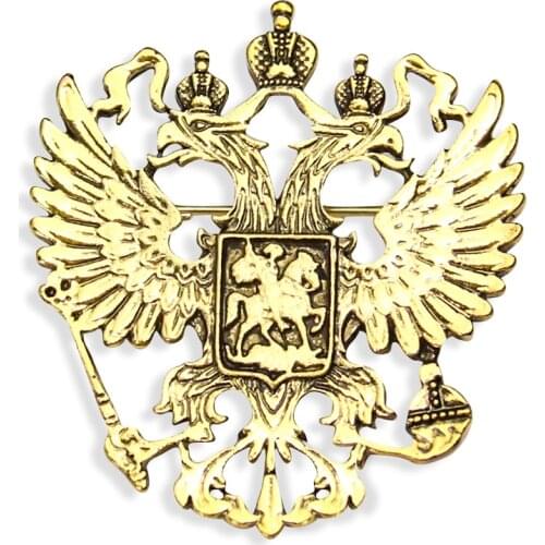 Vintage Eagle Brooch Alloy Russia Emblem Lapel Pins Suit Badge Corsage Jewelry Brooches for Women Men Clothing Accessories Gifts