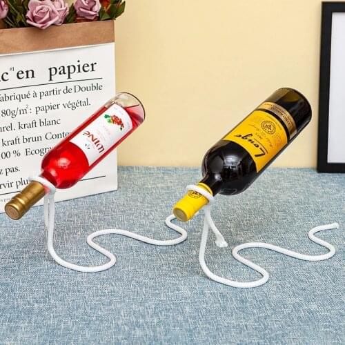 Magic Floating Rope Wine Bottle Holder Rack Stand Bracket Art Decor Stand Holder Kitchen Dining Room Cellar Bar Decor