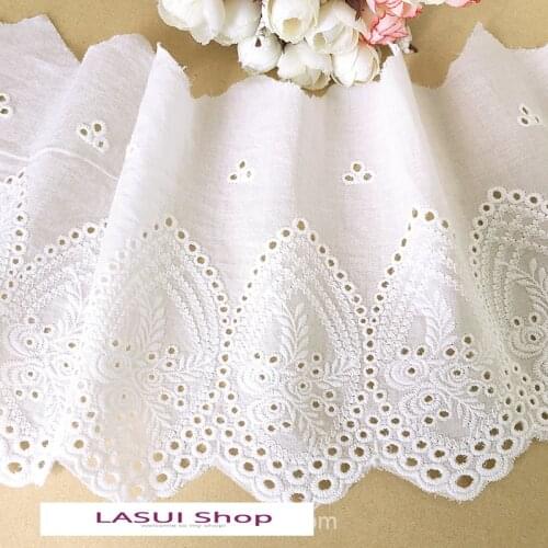 LASUI 3 yards/1 piece wide 19.5 cm 0388 Comfortable diy skirt, clothing, curtains accessories white cotton lace trim