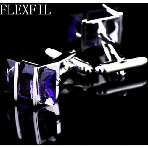 FLEXFIL Jewelry french shirt cufflink for mens 3 colors Cuffs link Button male crystal High Quality Luxury Wedding Free Shipping