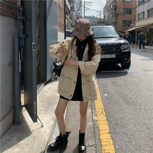 Jacket Women Striped Jackets For Women Casual Loose Womens Coat Multi-Pocket Button Long Sleeve Jackets For Women 2021 Vintage