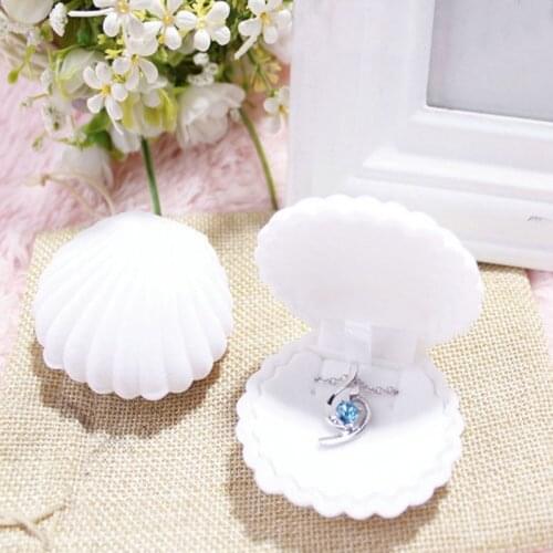 1pc Candy Color Shell Shape Lovely Velvet Wedding Ring Box Earring Necklace Bracelet Jewelry Packaging Gift Display Storage Case