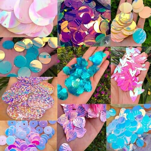 10g/bag 3mm-20mm Flat Round PVC Loose Sequins for DIY ng Decoration laser Mermaid colour Lace Cross stitch Accessory Costumes
