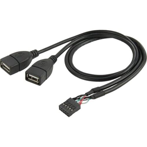 10 Pin Motherboard Female Header to Dual USB 2.0 Female Adapter Cable 30cm 50cm
