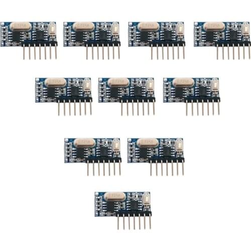 10pcs 433mhz RF Receiver Learning Code Decoder Module Wireless 4 Channel output For Remote Control 1527 2240 2262 encoding