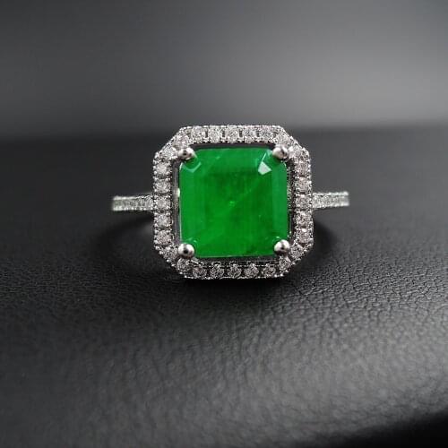 2020 Fashion Tiny For Women Rings 8*8MM 2CT Square Cut Emerald Wedding Festival Birthday Fine Jewelry Gifts