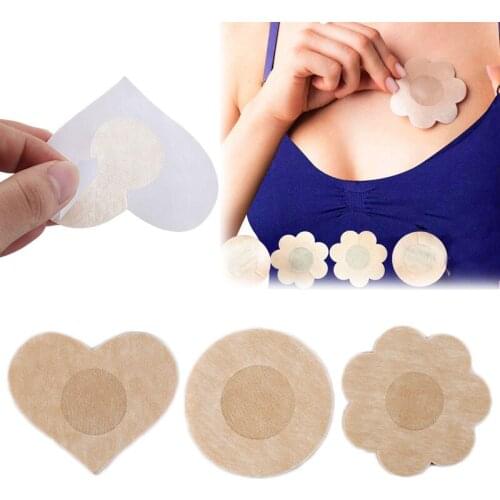 5 Pairs Total 10 Pieces Of Disposable Non-woven Nipple Stickers Plum Blossom Round Love Heart Shape Ladies