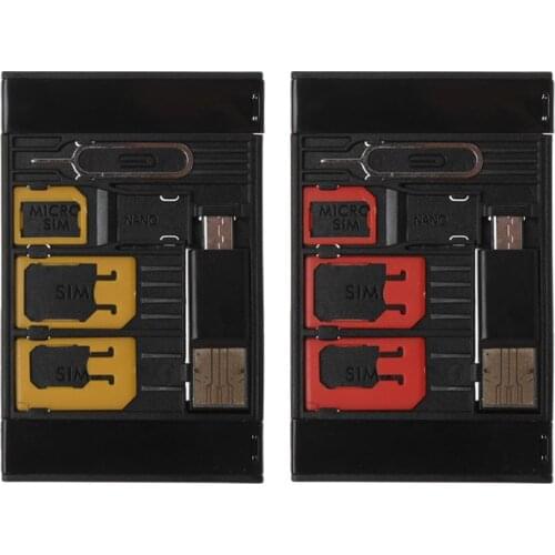 5 in 1 Universal Mini SIM Card Adapter Storage Case Kits For Nano Micro SIM Card TF Memory Card Reader