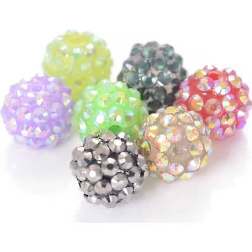 50x New Arrival 14 MM Pave Acrylic Spacer Round Bead For Diy Jewelry Making