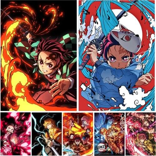 Anime Posters And Prints Demon Slayer Japanese Classic Animation Canvas Painting Wall Art Pictures Living Room Home Decoration