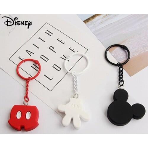 Disney Mickey Mouse Fashion Cute Mickeys Head Keychains PVC Cartoon Figure Minnie Key Chains Mini Anime KeyRing Fou Women