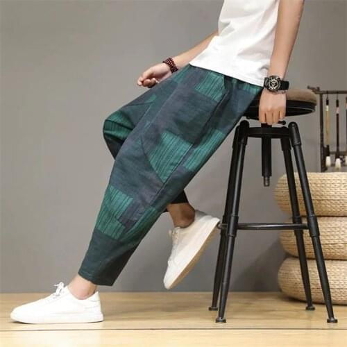 Chinese Style Loose Men Pants Plus Size 5XL Harem Sweatpants Casual Harajuku Patchwork Streetwear Fashion Vintage Male Trousers