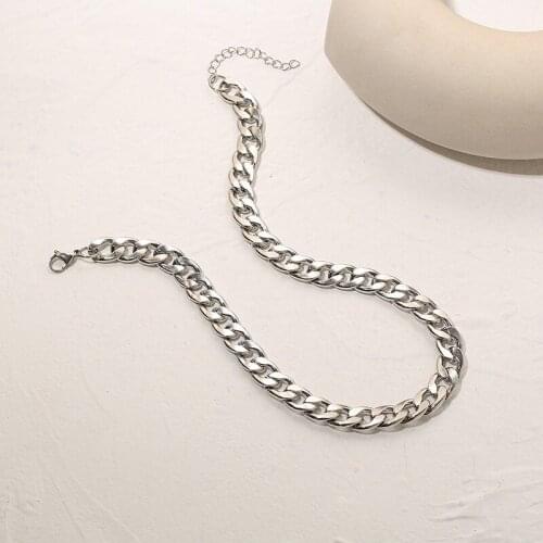 New Style Silver Plated Stainless Steel Cuba Chain Men Women Necklace for Woman Man Fashion Punk Street Motorcycle Party Jewelry