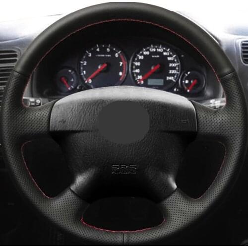DIY Black Genuine Leather Car Accessories Steering Wheel Cover For Honda Civic 2000-2005 Civic Hybrid 2003 Stream 2001