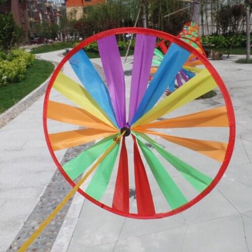Colorful Turntable Windmill Outdoor Garden Kindergarten Layout Decoration Children Toys String Rope Pinwheel Q0KB