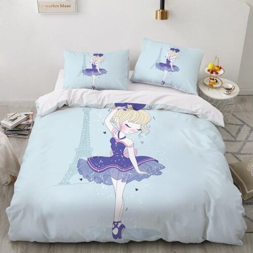 Childrens Bed linen set for home Bedding Set Blanket cover 150*200 200*220 size Bed sheet Pillowcase Kids Baby Cartoon ballet