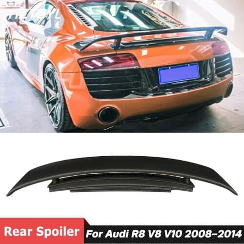Matte Color GT Style Double Layer Carbon Fiber Material Trunk Wing Rear Spoiler For Audi R8 V8 V10 Tuning 2008-2014