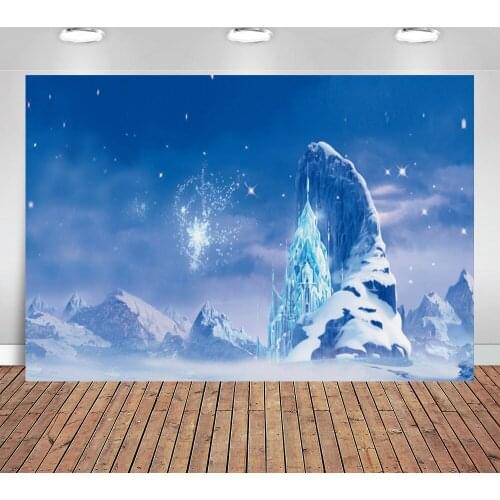 Winter Snow Scene Frozen Ice Fairytale Castle Photography Backdrops Children Kids Baby Portrait Photo Background Studio Props