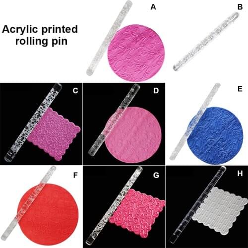 Cake Fondant Embossed Rolling Pin Gum Embossing Sugar Cake Decor Crafts Tool Best Price