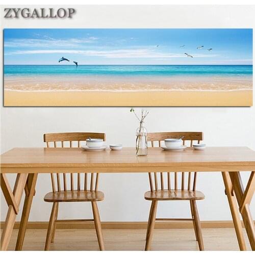 Natural Gold Beach Canvas Painting Coastal Landscape Posters and Prints Seascape Wall Art Pictures for Living Room Decoration