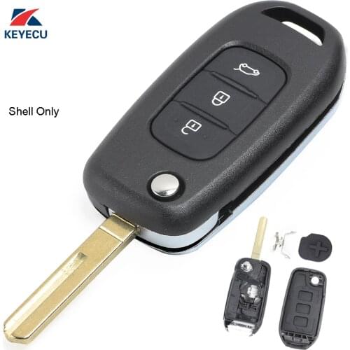 KEYECU Replacement Flip Remote Key Shell Case Fob 3 Button for Renault Kadjar Koleos 2017