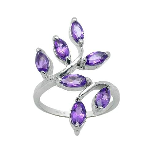 Fashion 925 Silver Gemstone Ring for Daily Wear 7 Pieces 3mm * 6mm Natural Garnet Amethyst Ring Sterling Silver Garnet Ring