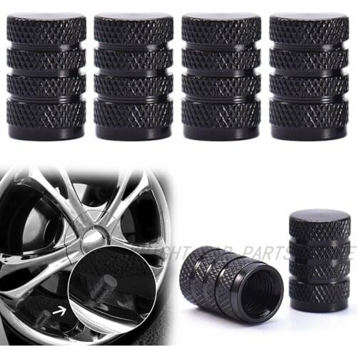 4PCS Black Aluminum Car tire valve caps Bullet Unique Design Car Truck Air Port Cover Tire Rim Valve Wheel Stem Cap