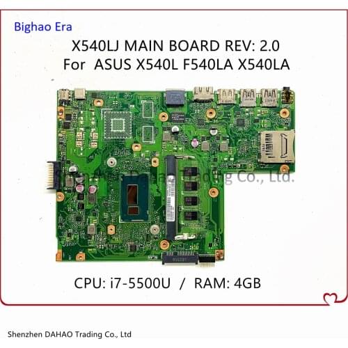 X540LJ MAIN BOARD REV: 2.1 For Asus X540L F540LA X540LJ Laptop Motherboard With SR23W I7-5500U 4G-RAM 100% Fully Tested