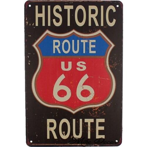 [ Mike86 ] Route 66 Pinup Retro Metal Poster Bar Home Public Decor Vintage Wall art Craft 20*30 CM Mix Items AA-1063