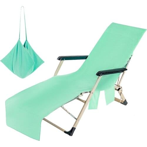 1PC Solid Color Quick Dry Beach Chair Cover Holiday Garden Swimming Pool Lounger Chairs Cover with Storage Pocket