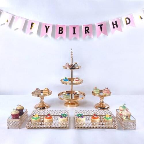 Mirror plating cake stand cupcake tray cake tools home decoration dessert table decorating party suppliers Wedding Display