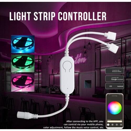 Smart Life Lamp Dimmer WiFi LED Strip Light RGB Controller DC5-12V Music Remote Controller for Alexa Google with 1 in 1/1 in 2