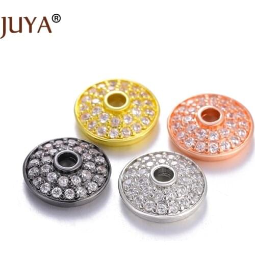 Luxury 12mm Bead Caps For Jewelry Making high quality copper metal micro pave AAA cubic zirconia flower bead caps diy findings