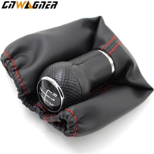 5 and 6 Speed Car Gear Lever Stick Shift Knob With PU Leather Boot Red Line for Volkswagen Golf 3 MK3 LUPO POLO Short type 12mm