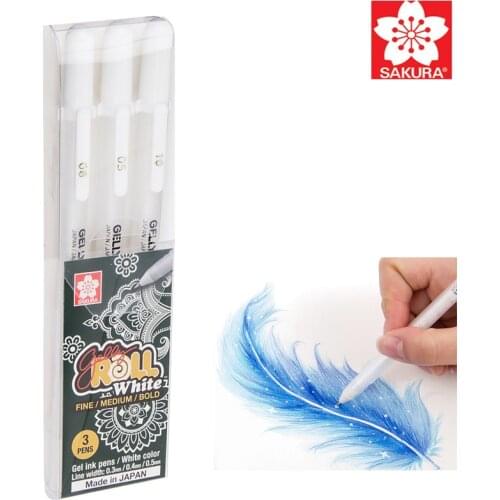 Sakura Gelly Roll Classic Highlights Pens Bright White Ink Art Marker 3 Pieces 05/08/10 For Drawing illustrations Manga Comics